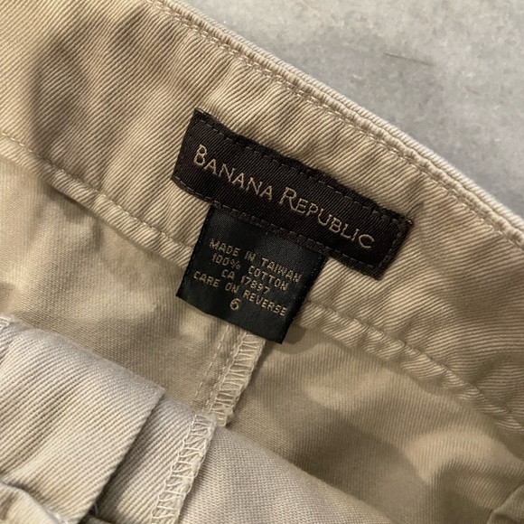 Banana Republic Size 6 Tan Khaki Cotton Chino A Line Button Mini Skirt - Picture 8 of 8